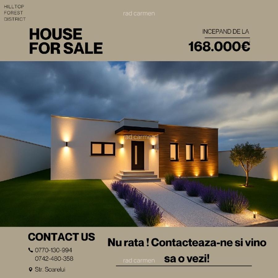 Casa Noua Moderna zona de dealuri Teren 500 mp