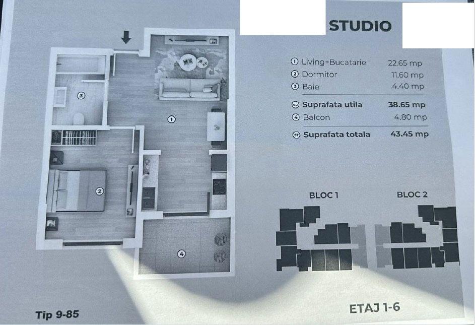 Studio de vanzare Popesti Leordeni-Siena Residence