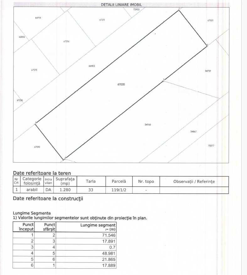 Teren intravilan 1326 mp Bucuresti-Magurele, strada Spinului, 71 m deschidere, utilitati la limita de proprietate - imagine 1