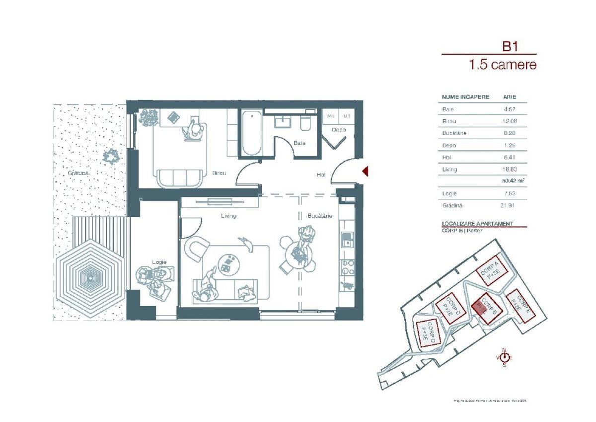 Pe str. Stuparilor nr. 6, apartament nou, 2 camere cu gradina