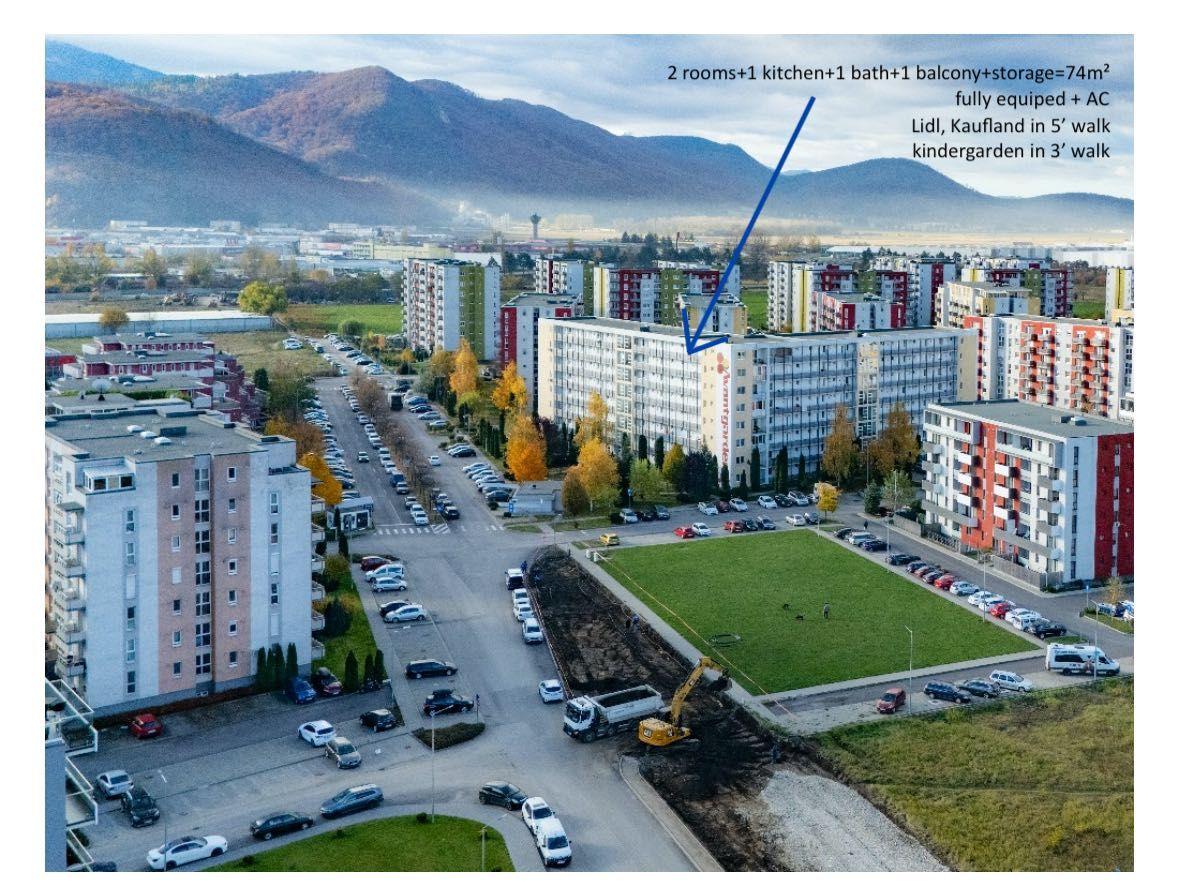 de închiriat apartament 2 camere /74m², boxă, vedere, 7/7, parcare in vecinatate