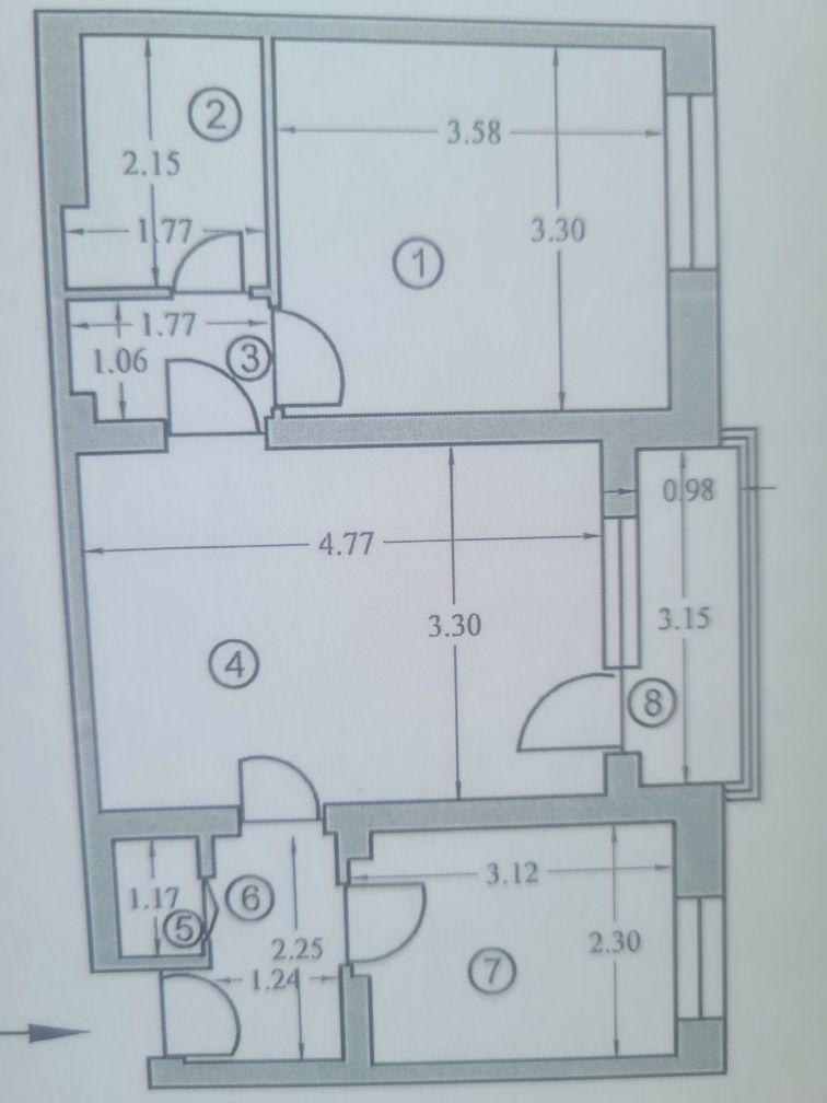 Apartament 2 camere Cf.1 semidecomandat