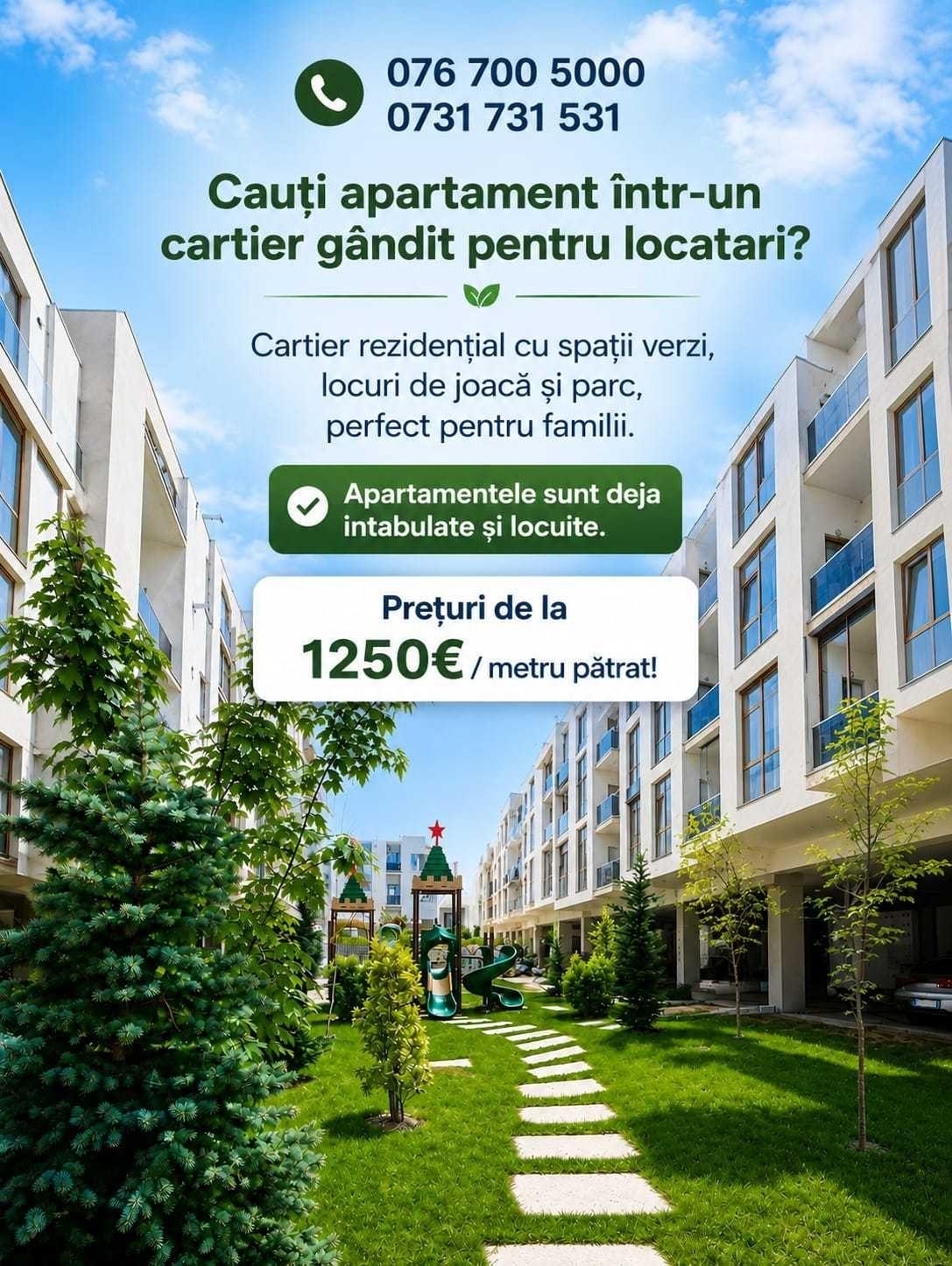 Apartament 3 camere - 1316 EURO METRU PATRAT- INTABULAT- LANGA BVD MILEA - ORICE CREDITARE