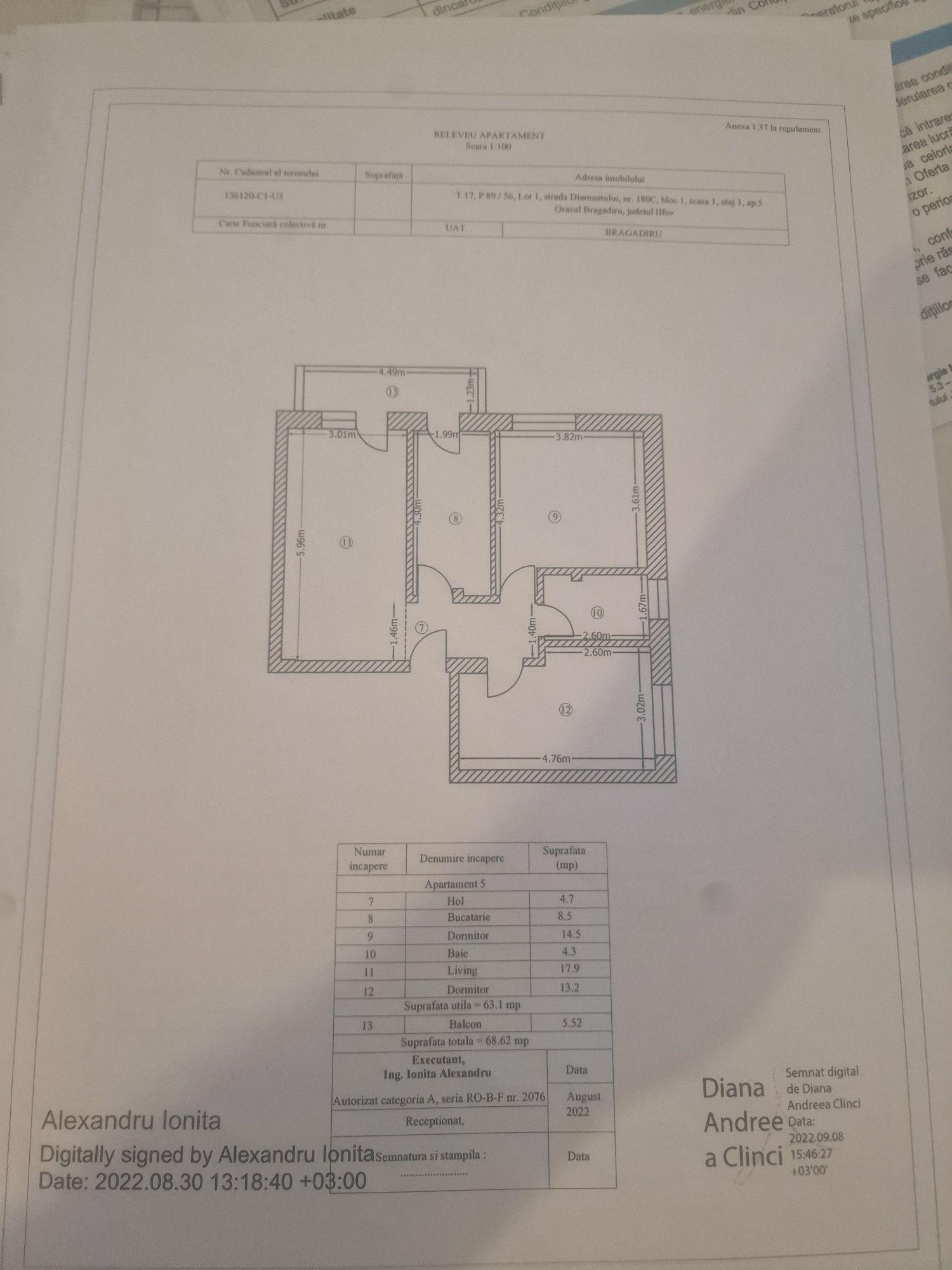 Apartament 3 camere de vânzare – Bragadiru, Str. Diamantului | Etaj 1 | Bloc 2022 (Posibil în rate)