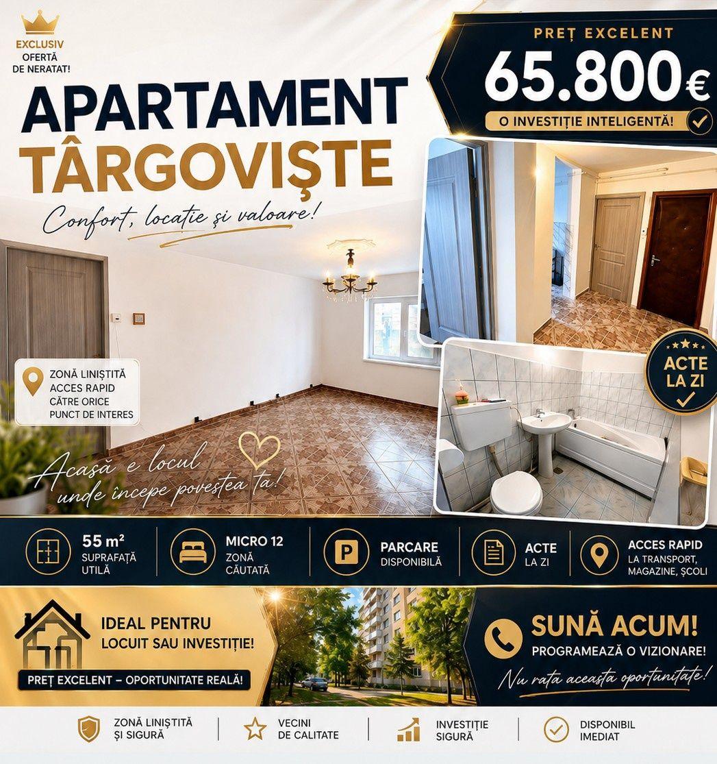 Apartament Târgoviște – Micro 12(zona Biomedica)-2 camere-Etaj 1