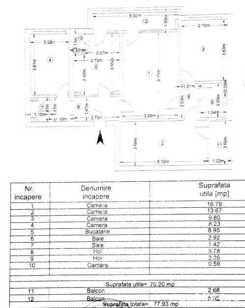 Apartament 4 camere, 2 bai, 2 balcoane, 77.93mp, acte la zi - imagine 1