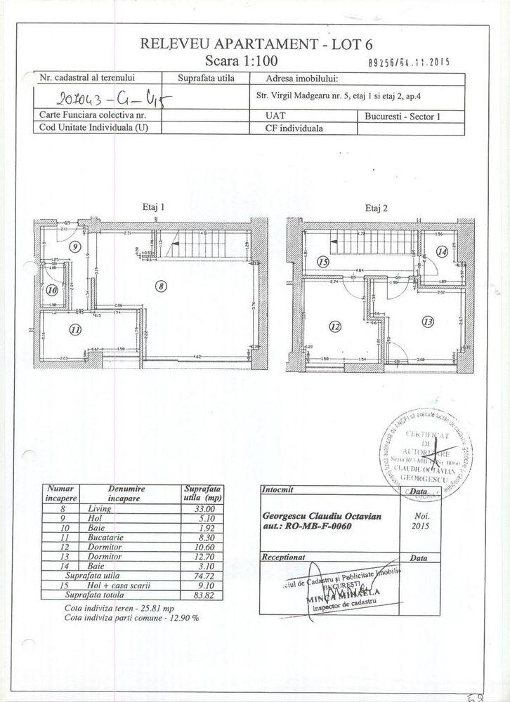 Apartament de inchiriat cu 3 camere duplex in Satul Francez,Sector 1 Bucuresti