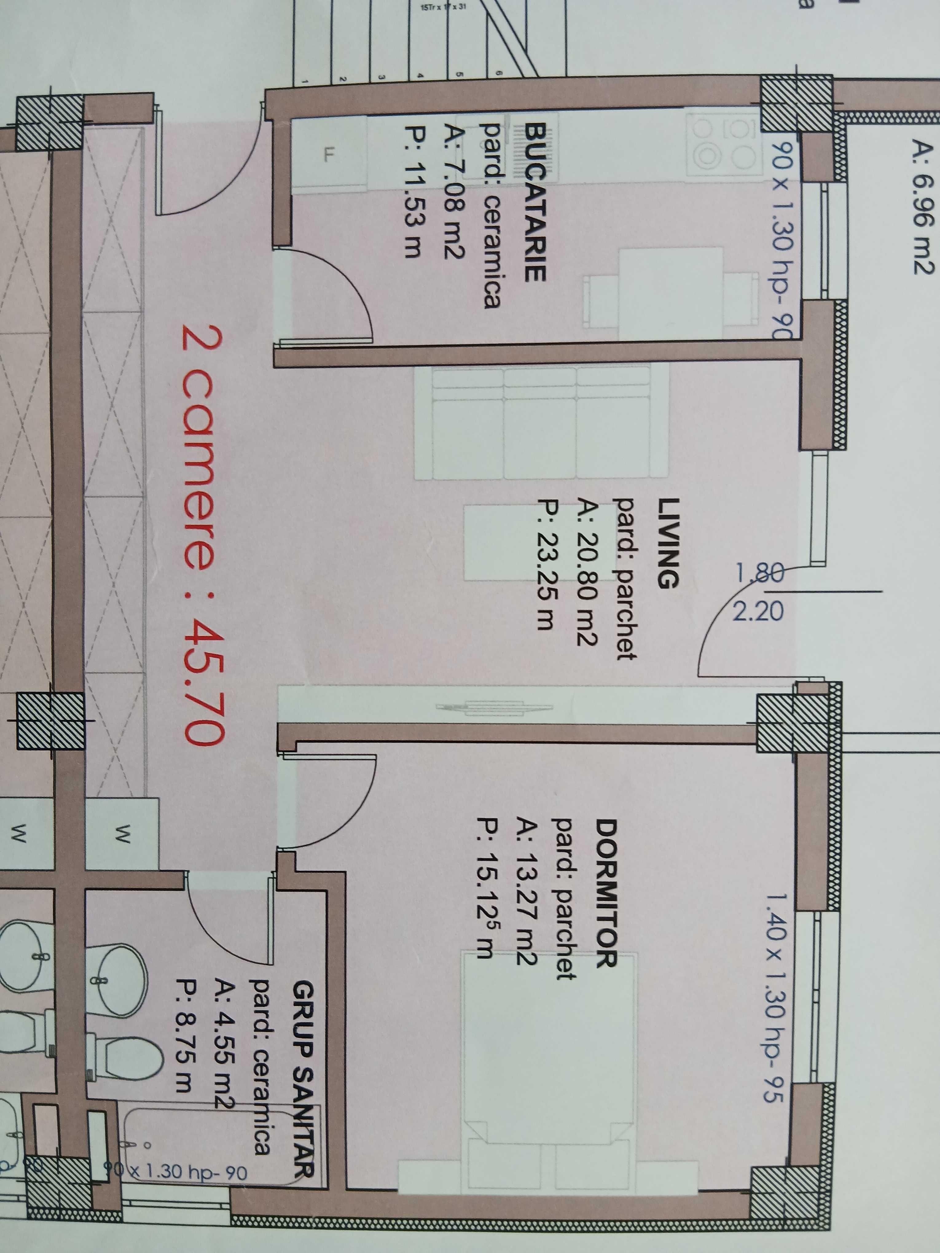 Apartament  2 camere   52 m2  dealul zorilor  pacurari