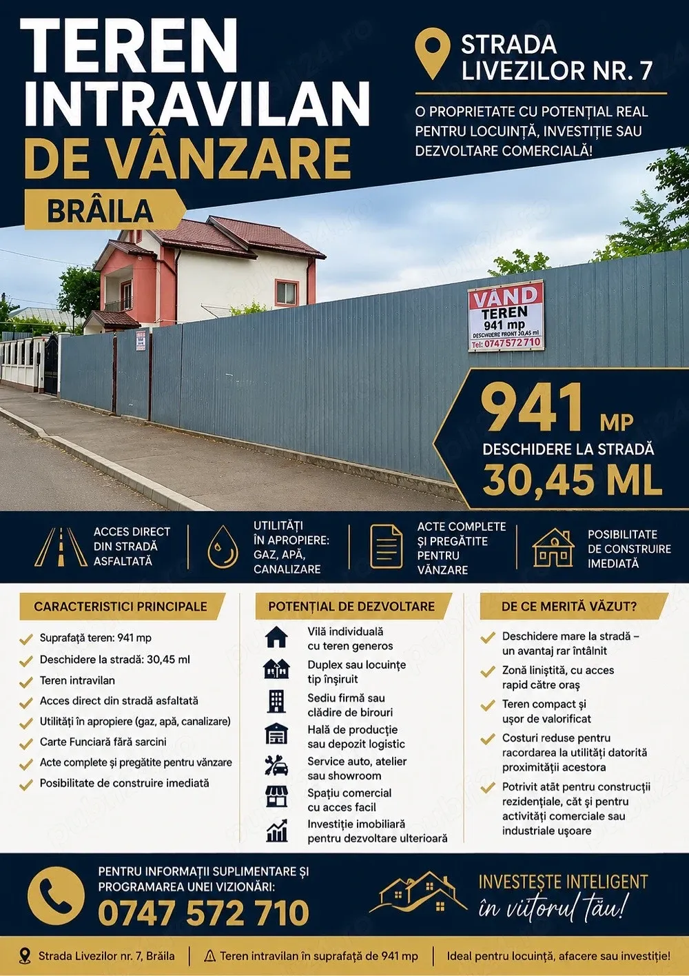 De vânzare teren în Brăila | Str.Livezilor nr 7| 941 mp - imagine 1