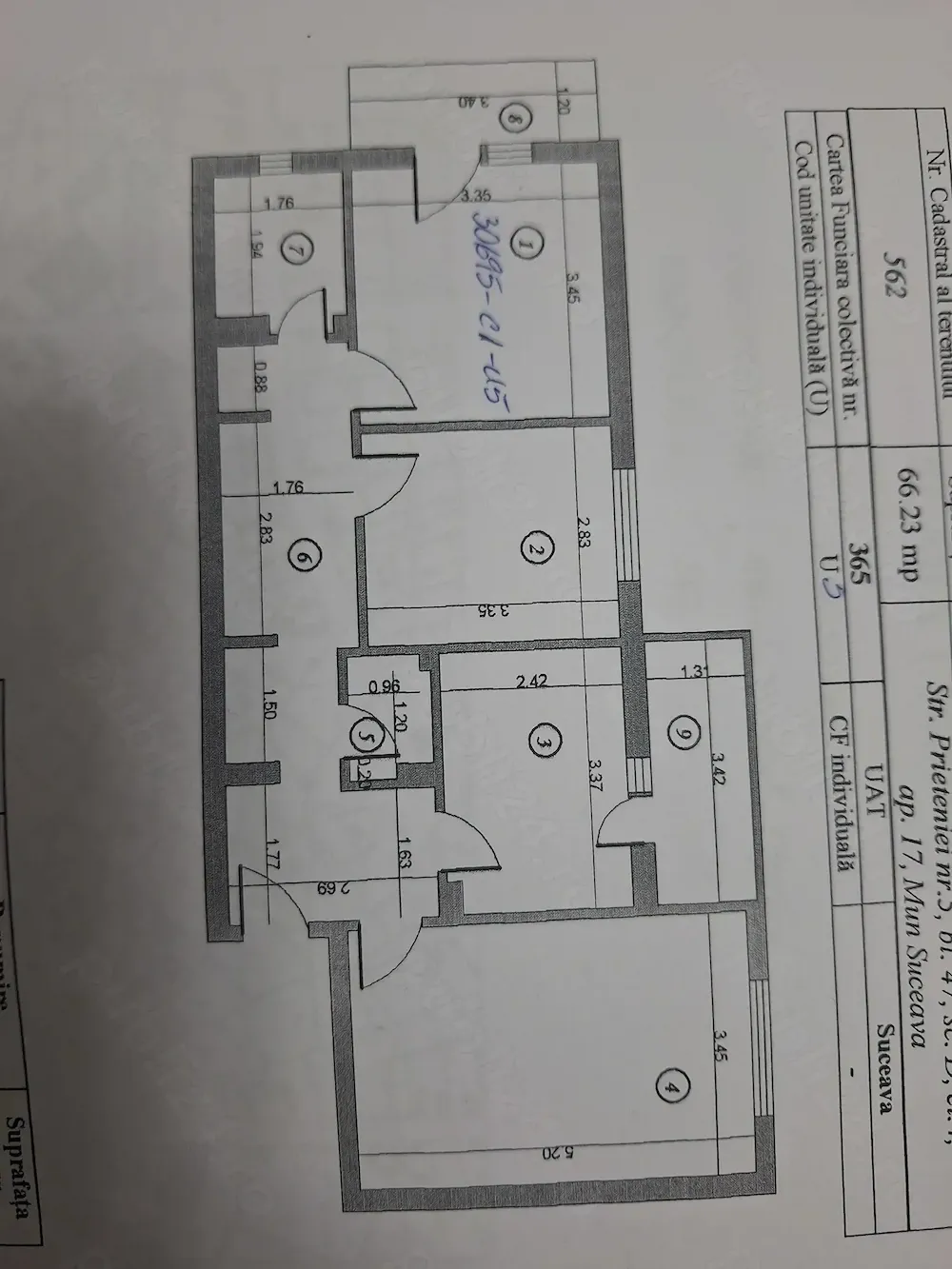 Vând apartament 3 camere   Burdujeni .