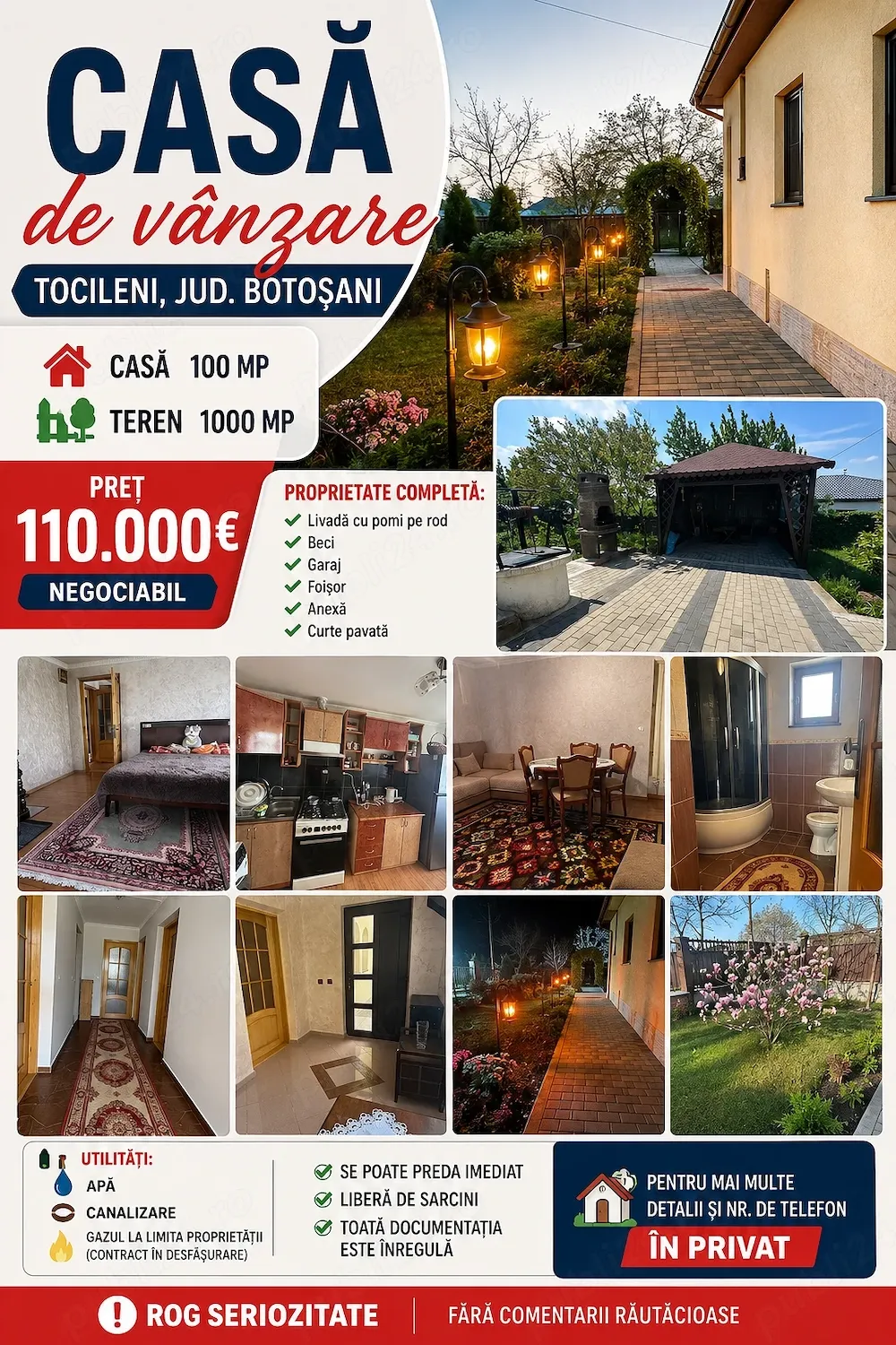 Casă de vânzare Tocileni jud Botoșani - imagine 1