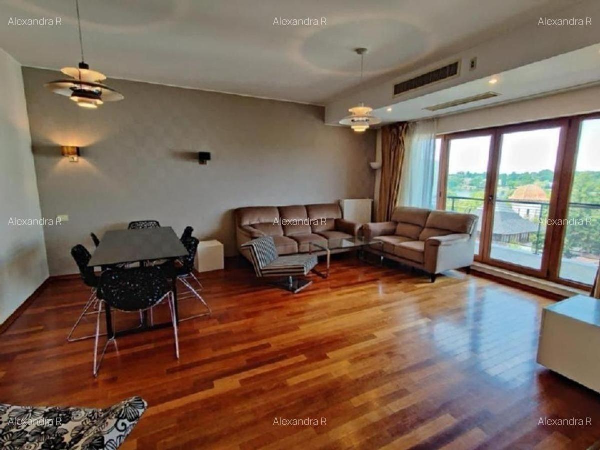 Floreasca/Parcul Verdi inchiriez apart 3 camere 90 mpu mobilat lux