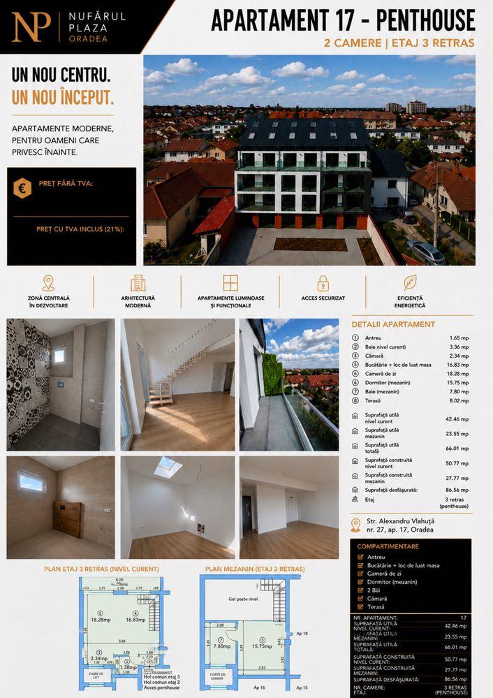 Penthouse cu Terasă în Zonă Centrală | Nufărul Plaza Oradea - imagine 1