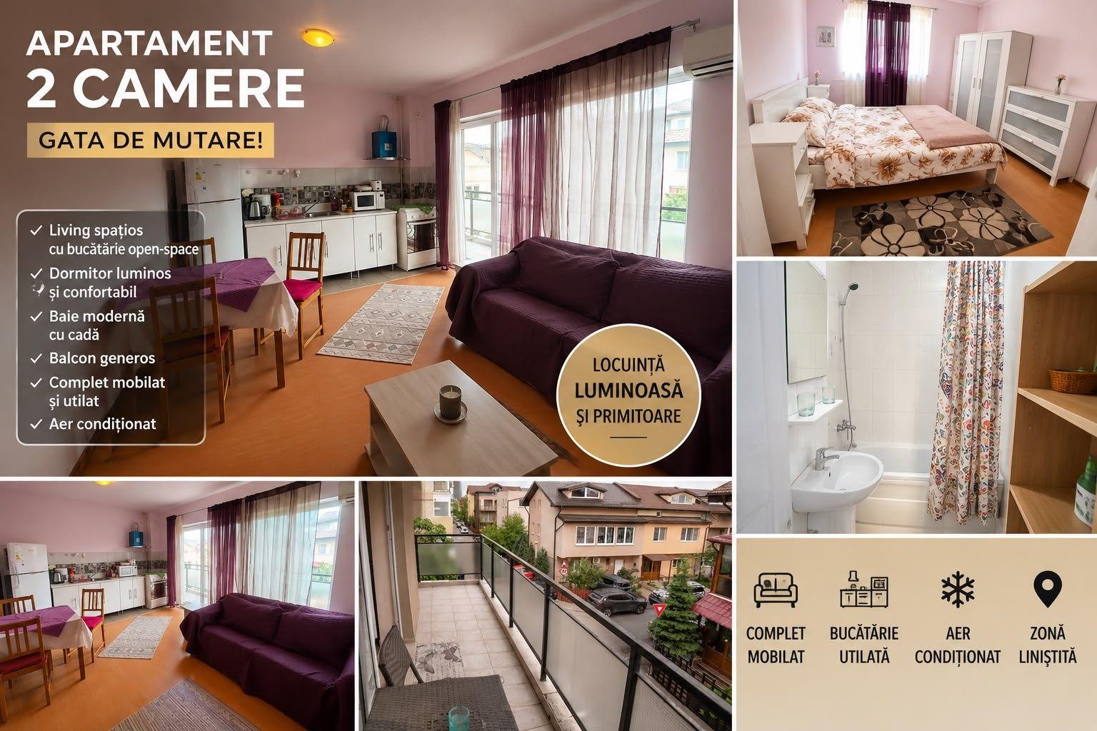 Apartament 2 camere Băneasa | 54 mp + Terasă 13 mp | Direct Proprietar | Comision 0% | 115.000 €