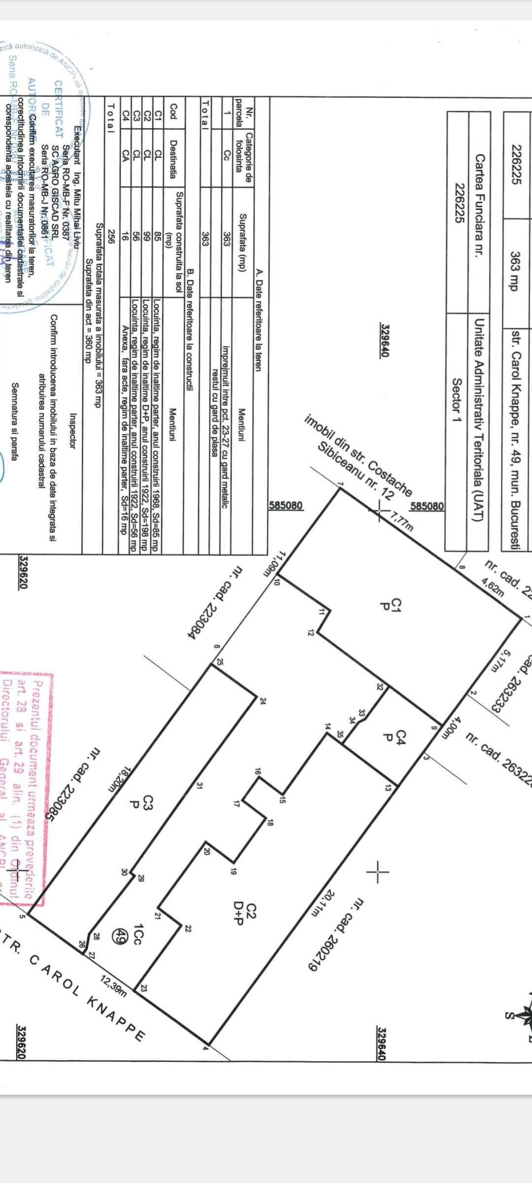 PARTICULAR Teren de VANZARE   363 mp. D12,40 Domenii