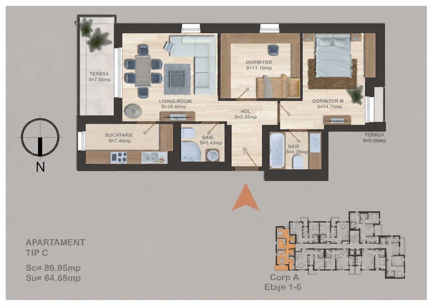 Apartament 3 camere complex Citta Rezidential Park