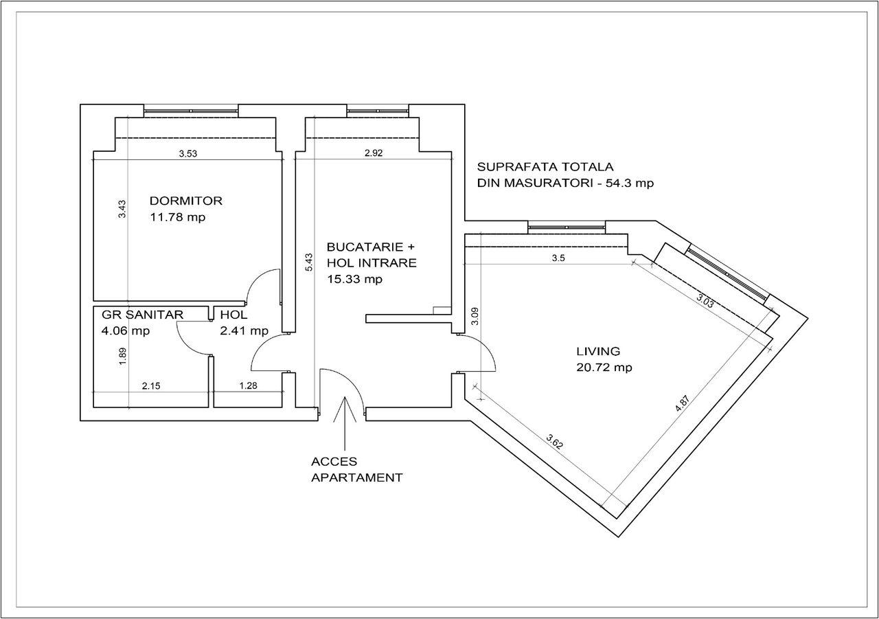 Apartament 2 camere, Direct proprietar, Calea Călărașilor 54mp.