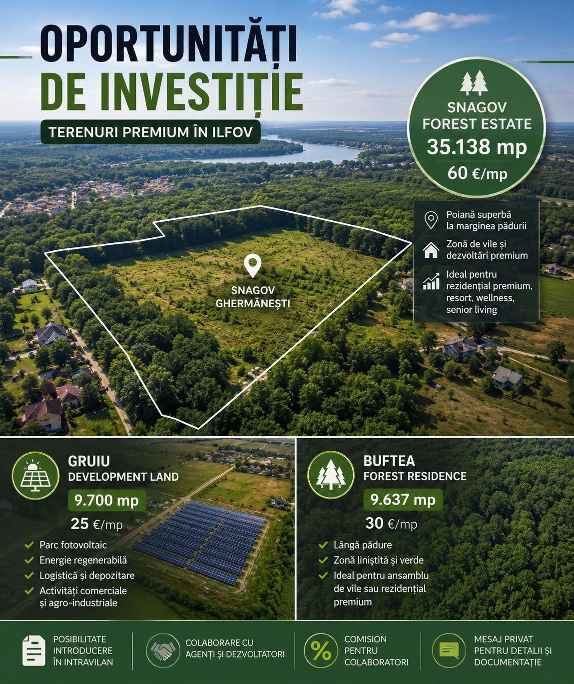 Oportunități de investiție - TERENURI Snagov/Buftea/Gruiu